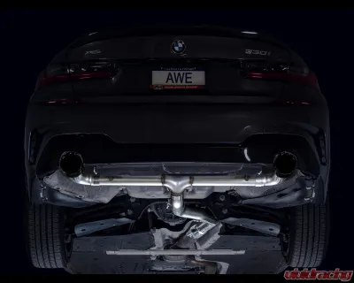 AWE Tuning Track Edition Axle Back Exhaust for BMW 330i/430i | 3" Diameter | 4.5" Dual Black Tips - 3020-33429