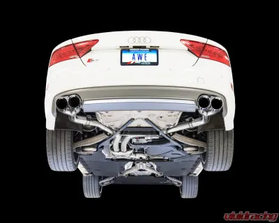 AWE Tuning Track Edition Exhaust | 2.5" Diameter | 4" Quad Chrome Silver Tips Audi S7 2013-2018 - 3020-42044