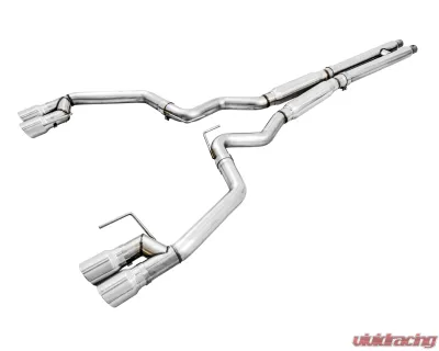 AWE Tuning Track Edition Cat Back Exhaust | 3" Diameter | 4" Quad Chrome Silver Tips Ford Mustang GT 2018-2023|Ford Mustang Bullitt 2019-2020 - 3020-42064
