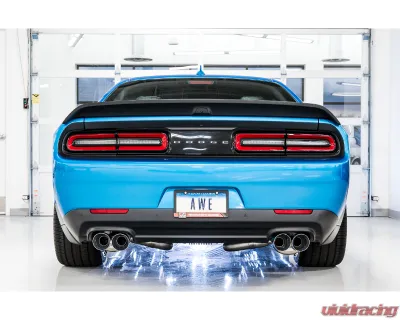 AWE Tuning Touring Edition Exhaust | 3" Diameter | 4" Quad Chrome Silver Tips Dodge Challenger 2015-2023 - 3020-42074