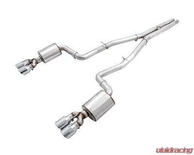 AWE Tuning Touring Edition Exhaust | 3" Diameter | 4" Quad Chrome Silver Tips Dodge Challenger 2017-2023 - 3020-42076