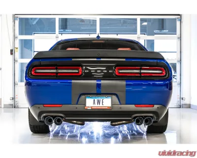 AWE Tuning Touring Edition Exhaust | 3" Diameter | 4" Quad Chrome Silver Tips Dodge Challenger 2017-2023 - 3020-42076