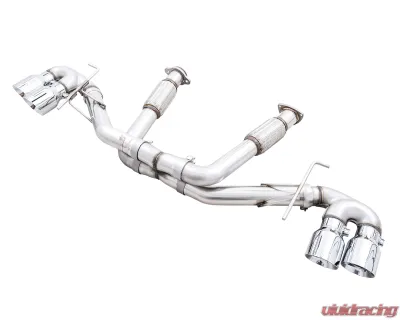 AWE Tuning Track Edition Exhaust | 3" Diameter | 4.5" Quad Chrome Silver Tips Chevrolet Corvette Stingray 2020-2025|Chevrolet Corvette E-Ray 2024-2025 - 3020-42080