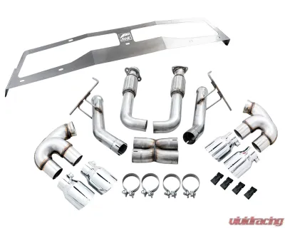 AWE Tuning Track Edition Exhaust | 3" Diameter | 4.5" Quad Chrome Silver Tips Chevrolet Corvette Stingray 2020-2025|Chevrolet Corvette E-Ray 2024-2025 - 3020-42080