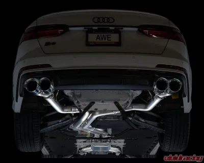 AWE Tuning Track Edition Exhaust | 3" Diameter | 4.5" Quad Chrome Silver Tips Audi S7 Sportback 2020-2024|Audi S6 2020-2024 - 3020-42101
