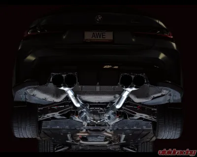 AWE Tuning Track Edition Cat Back Exhaust | 3" Diameter | 4.5" Quad Diamond Black Tips BMW M3| M4 2021-2025 - 3020-42482