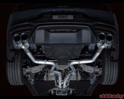 AWE Tuning Track Edition Exhaust | 4" Quad Chrome Silver Tips Ford Mustang GT 2024-2024|Ford Mustang GT Premium 2024-2024 - 3020-42650