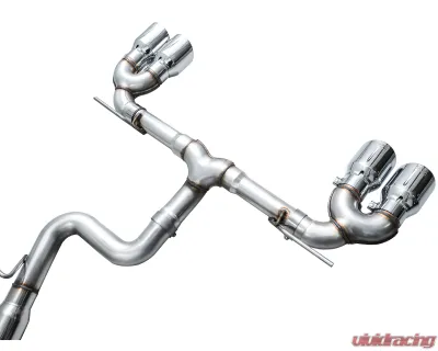 AWE Tuning Track Edition Exhaust | 4.5" Quad Chrome Silver Tips Volkswagen Golf R 2022-2024 - 3020-42658
