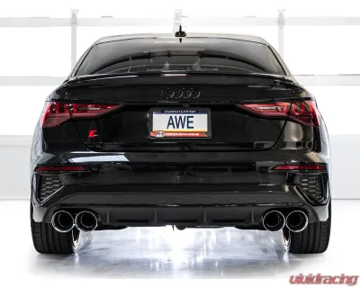 AWE Tuning Track Edition Exhaust | 4.5" Quad Chrome Silver Tips Audi S3 2022-2024 - 3020-42897