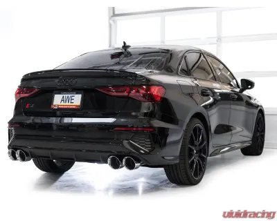 AWE Tuning Track Edition Exhaust | 4.5" Quad Chrome Silver Tips Audi S3 2022-2024 - 3020-42897