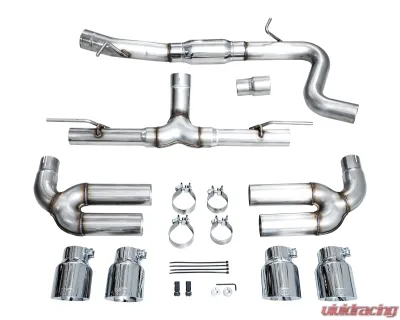 AWE Tuning Track Edition Exhaust | 4.5" Quad Chrome Silver Tips Audi S3 2022-2024 - 3020-42897