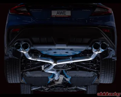 AWE Tuning Track Edition Exhaust | 3" Diameter | 4" Quad Chrome Silver Tips Subaru WRX 2022-2025 - 3020-42979