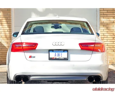 AWE Tuning Track Edition Exhaust | 2.5" Diameter | 4" Quad Diamond Black Tips Audi S6 2013-2015 - 3020-43050