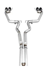 AWE Tuning Track Edition Cat Back Exhaust | 3" Diameter | 4" Quad Diamond Black Tips Ford Mustang GT 2018-2023|Ford Mustang Bullitt 2019-2020                                     - 3020-43072 - Image 3