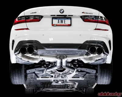 AWE Tuning Track Edition Exhaust | 3" Diameter | 4" Quad Diamond Black Tips BMW M340i 2020-2025|BMW M340i xDrive 2020-2025|BMW M440i xDrive 2021-2025|BMW M440i 2022-2025 - 3020-43085
