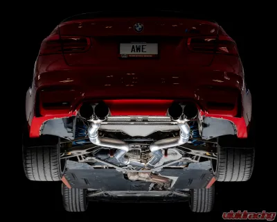 AWE Tuning Track Edition Cat Back Exhaust | 3" Diameter | 4" Quad Diamond Black BMW M3 2015-2018|BMW M4 2015-2020 - 3020-43087