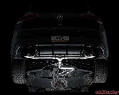 AWE Tuning Track Edition Exhaust | 4.5" Quad Diamond Black Tips Volkswagen Golf R 2022-2024 - 3020-43658
