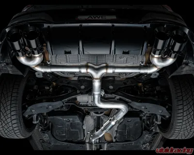 AWE Tuning Track Edition Exhaust | 4.5" Quad Diamond Black Tips Volkswagen Golf R 2022-2024 - 3020-43658