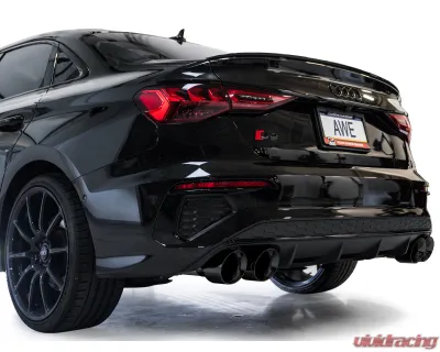 AWE Tuning Track Edition Exhaust | 4.5" Quad Diamond Black Tips Audi S3 2022-2024 - 3020-43897