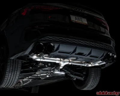 AWE Tuning Track Edition Exhaust | 4.5" Quad Diamond Black Tips Audi S3 2022-2024 - 3020-43897