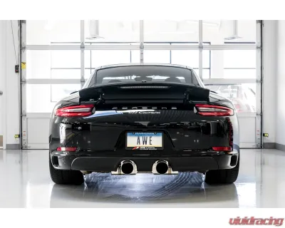 AWE Tuning SwitchPath Exhaust | 3" Diameter | 4" Dual Chrome Silver Tips Porsche 911 Carrera 2017-2019|Porsche 911 Targa 4 2017-2019 - 3025-32018
