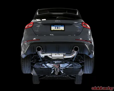 AWE Tuning SwitchPath Cat Back Exhaust w/Remote |  3" Diameter | 4.5" Dual Chrome Silver Tips Ford Focus RS 2016-2018 - 3025-32024