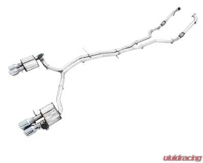 AWE Tuning SwitchPath Exhaust | 2.5" Diameter | Non-Resonated | 4" Quad Chrome Silver Tips Audi S4 2018-2024 - 3025-42030