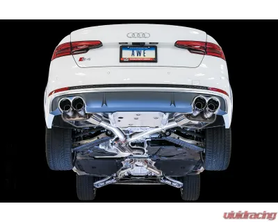 AWE Tuning SwitchPath Exhaust | 2.5" Diameter | Non-Resonated | 4" Quad Chrome Silver Tips Audi S4 2018-2024 - 3025-42030