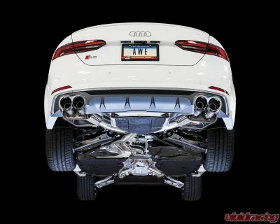 AWE Tuning SwitchPath Exhaust | 2.5" Diameter | 4" Quad Chrome Silver Tips Audi S5 2018-2024 - 3025-42038