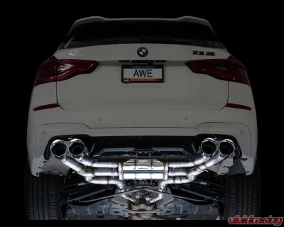 AWE Tuning SwitchPath Axleback Exhaust Chrome Silver Tips BMW X3 M 2020-2024 - 3025-42301