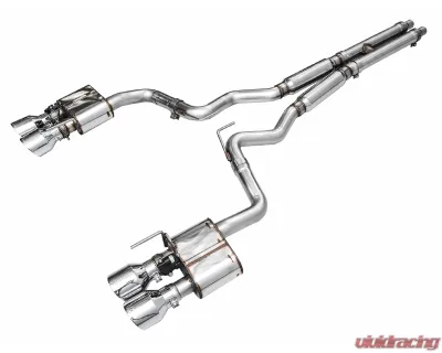 AWE Tuning SwitchPath Exhaust | 5" Quad Chrome Silver Tips Ford Mustang Dark Horse 2024-2025 - 3025-42375