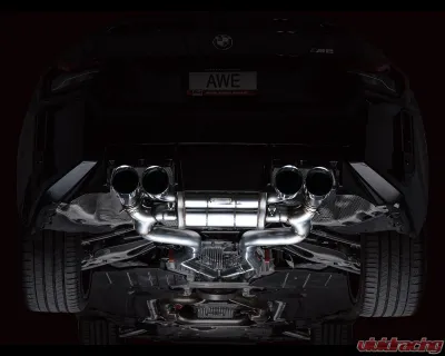 AWE Tuning SwitchPath Exhaust | 4.5" Quad Chrome Silver Tips BMW G87 M2 2023-2025 - 3025-42487