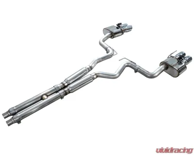 AWE Tuning SwitchPath Cat-back Exhaust Quad Chrome Silver Tips Ford Mustang GT 2018-2023 - 3025-42550