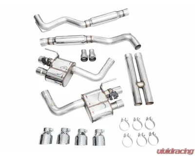 AWE Tuning SwitchPath Exhaust | 5" Quad Chrome Silver Tips Ford Mustang GT 2024-2024|Ford Mustang GT Premium 2024-2024 - 3025-42650