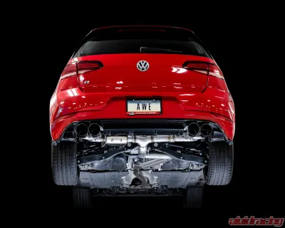 AWE Tuning SwitchPath Exhaust | 3" Diameter | 4" Quad Diamond Black Tips Volkswagen Golf R 2018-2019 - 3025-43070