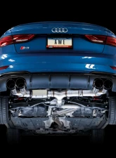 AWE Tuning SwitchPath Exhaust | 3" Diameter | 4" Quad Diamond Black Tips Audi S3 2015-2020                                     - 3025-43072 - Image 2