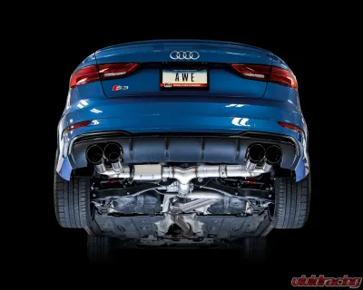 AWE Tuning SwitchPath Exhaust | 3" Diameter | 4" Quad Diamond Black Tips Audi S3 2015-2020 - 3025-43072