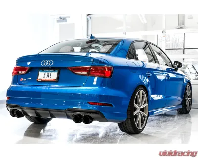 AWE Tuning SwitchPath Exhaust | 3" Diameter | 4" Quad Diamond Black Tips Audi S3 2015-2020 - 3025-43072