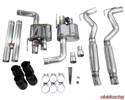 AWE Tuning SwitchPath Cat-back Exhaust Quad Diamond Black Tips Ford Mustang GT 2018-2023 - 3025-43550