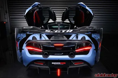 DarwinPro Se2 Style Carbon Fiber Trunk Wing w/Side Caps McLaren 720s 2017-2022 - CF8005BKSSII-WCA