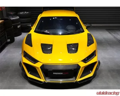 DarwinPro Unpainted Fiberglass with Partial Carbon Fiber IMPII Front Bumper Audi R8 Coupe | Spyder 2016-2018 - PCF8358IMPII-FB