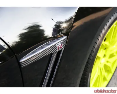 DarwinPro Matte Black Carbon Fiber Fender Cover w/ Logo Nissan GTR R35 DBA | EBA 2015-2022 - CF8353-FDLC-MT