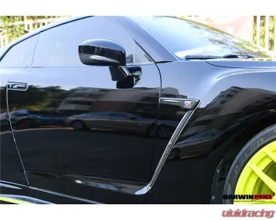 DarwinPro Matte Black Carbon Fiber Fender Cover w/ Logo Nissan GTR R35 DBA | EBA 2015-2022 - CF8353-FDLC-MT