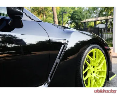 DarwinPro Matte Black Carbon Fiber Fender Cover w/ Logo Nissan GTR R35 DBA | EBA 2015-2022 - CF8353-FDLC-MT