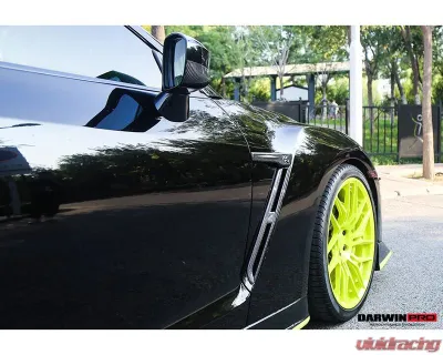 DarwinPro Matte Black Carbon Fiber Fender Cover w/ Logo Nissan GTR R35 DBA | EBA 2015-2022 - CF8353-FDLC-MT