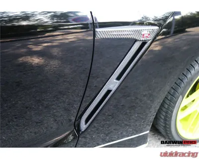 DarwinPro Matte Black Carbon Fiber Fender Cover w/ Logo Nissan GTR R35 DBA | EBA 2015-2022 - CF8353-FDLC-MT