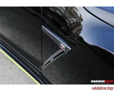 DarwinPro Matte Black Carbon Fiber Fender Cover w/ Logo Nissan GTR R35 DBA | EBA 2015-2022 - CF8353-FDLC-MT