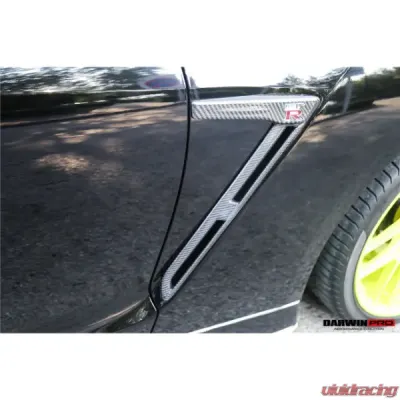 DarwinPro Carbon Fiber Fender Logo Cover Gloss Carbon Nissan GTR R35 DBA/EBA 2015-2022 - CF8353-FDLC-GB