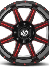 XF Off-Road XF-215 Wheel 20x10 5x127|5x139.7 -12mm Gloss Black w/ Red Milled                                     - XF-215201051271397-12GBRM - Image 2