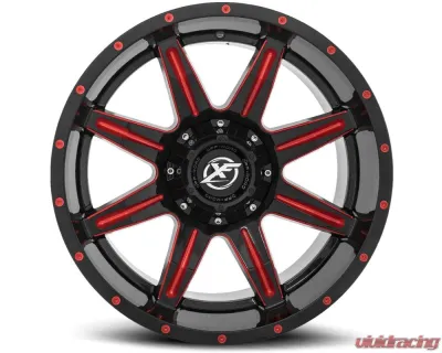 XF Off-Road XF-215 Wheel 20x10 5x127|5x139.7 -12mm Gloss Black w/ Red Milled - XF-215201051271397-12GBRM